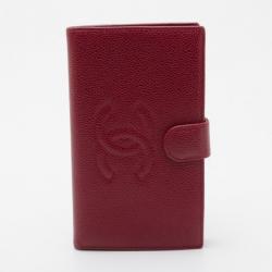 Pre Owned Chanel Red Classic Caviar French Purse Wallet