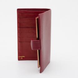 Pre Owned Chanel Red Classic Caviar French Purse Wallet