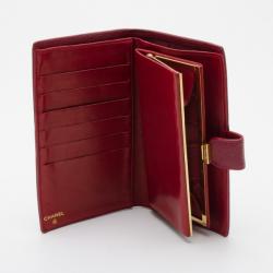 Pre Owned Chanel Red Classic Caviar French Purse Wallet