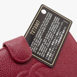 Pre Owned Chanel Red Classic Caviar French Purse Wallet