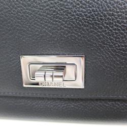 Pre Owned Chanel Black Leather 2.55 Middle Wallet