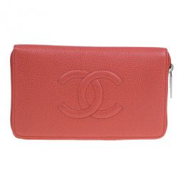 Chanel Red Caviar Leather Continental Zip Around Wallet Chanel