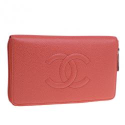 مملوكة مسبقًا Chanel Red Caviar Leather Continental Zip Around Wallet