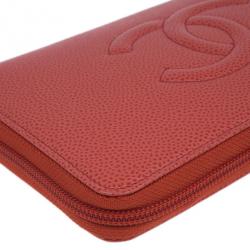 مملوكة مسبقًا Chanel Red Caviar Leather Continental Zip Around Wallet