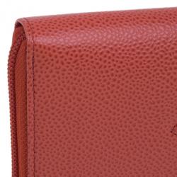 مملوكة مسبقًا Chanel Red Caviar Leather Continental Zip Around Wallet