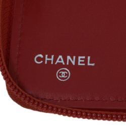 مملوكة مسبقًا Chanel Red Caviar Leather Continental Zip Around Wallet