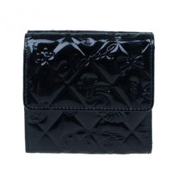 Chanel Black Patent Leather Lucky Charm Symbols Compact Wallet