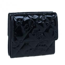 Chanel Black Patent Leather Lucky Charm Symbols Compact Wallet