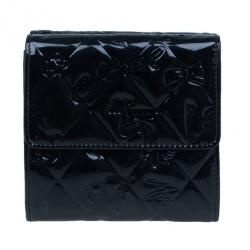 Chanel Black Patent Leather Lucky Charm Symbols Compact Wallet