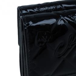 Chanel Black Patent Leather Lucky Charm Symbols Compact Wallet