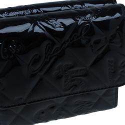 Chanel Black Patent Leather Lucky Charm Symbols Compact Wallet