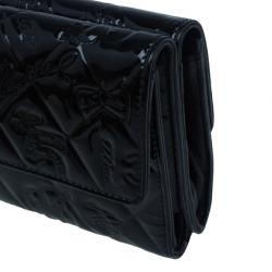 Chanel Black Patent Leather Lucky Charm Symbols Compact Wallet