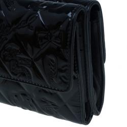 Chanel Black Patent Leather Lucky Charm Symbols Compact Wallet