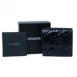 Chanel Black Patent Leather Lucky Charm Symbols Compact Wallet