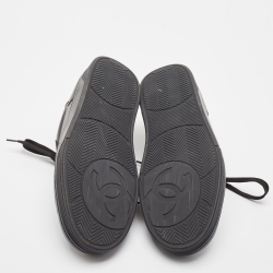 Chanel Black Leather Low Top Sneakers Size 45