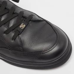Chanel Black Leather Low Top Sneakers Size 45