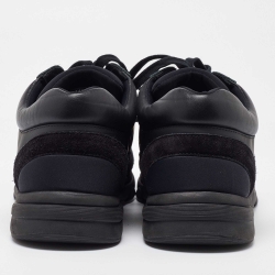 Chanel Black Suede and Neoprene CC Low Top Sneakers Size 45
