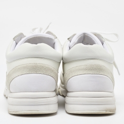 Chanel White Suede and Neoprene CC Low Top Sneakers Size 45