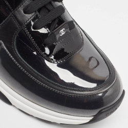 Chanel Black PVC and Leather CC Low Top Sneakers Size 43