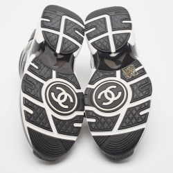 Chanel Black PVC and Leather CC Low Top Sneakers Size 43
