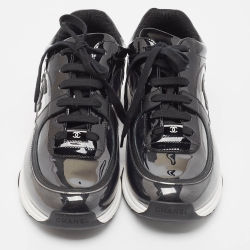 Chanel Black PVC and Leather CC Low Top Sneakers Size 43