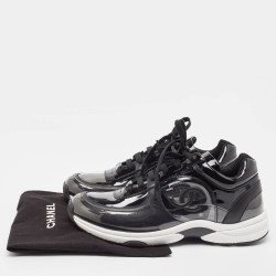 Chanel Black PVC and Leather CC Low Top Sneakers Size 43
