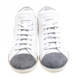 Chanel White Leather and Grey Suede Cap Toe CC  Sneakers Size 41