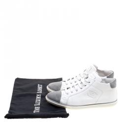 Chanel White Leather and Grey Suede Cap Toe CC  Sneakers Size 41