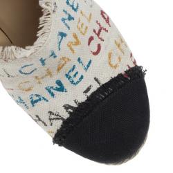 Chanel White Canvas Cap Toe Espadrilles Clogs Size 38.5
