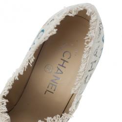 Chanel White Canvas Cap Toe Espadrilles Clogs Size 38.5