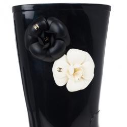 Chanel Camellia Rubber Rain Boots Size 39