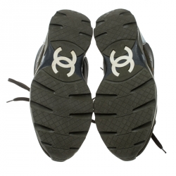 Chanel Tricolor Suede and Fabric CC Sneakers Size 41