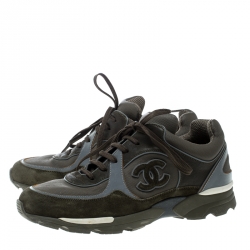 Chanel Tricolor Suede and Fabric CC Sneakers Size 41