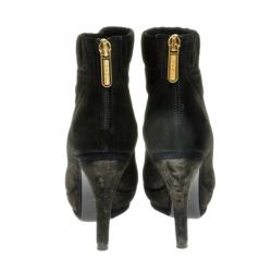 Chanel Grey Suede CC Cap Toe Ankle Boots Size 37