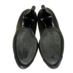 Chanel Grey Suede CC Cap Toe Ankle Boots Size 37