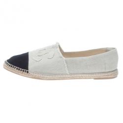 Chanel Black & White CC Canvas Espadrilles Size 45