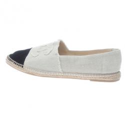 Chanel Black & White CC Canvas Espadrilles Size 45