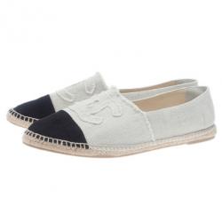 Chanel Black & White CC Canvas Espadrilles Size 45