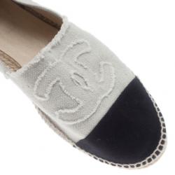 Chanel Black & White CC Canvas Espadrilles Size 45
