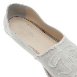 Chanel Black & White CC Canvas Espadrilles Size 45