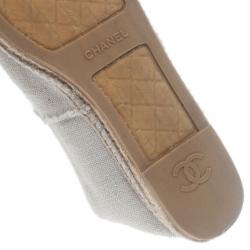 Chanel Black & White CC Canvas Espadrilles Size 45