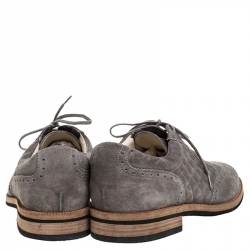 Chanel Grey Suede Quilted Brogue Oxfords Size 43