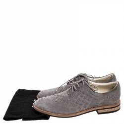 Chanel Grey Suede Quilted Brogue Oxfords Size 43