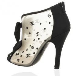 Chanel 'CC' Mesh Open Toe Bowtie Ankle Booties Size 36.5