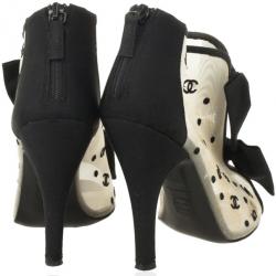 Chanel 'CC' Mesh Open Toe Bowtie Ankle Booties Size 36.5