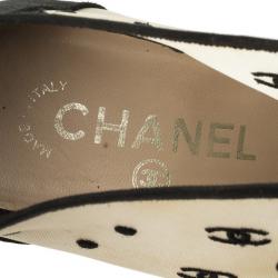 Chanel 'CC' Mesh Open Toe Bowtie Ankle Booties Size 36.5