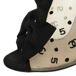 Chanel 'CC' Mesh Open Toe Bowtie Ankle Booties Size 36.5