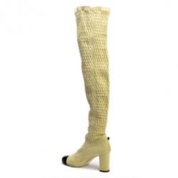 Chanel Cream Over The Knee Boots Size 38.5