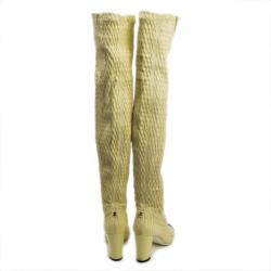 Chanel Cream Over The Knee Boots Size 38.5