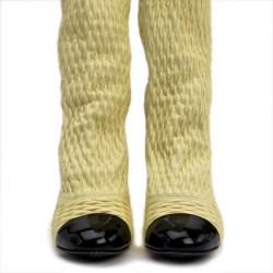 Chanel Cream Over The Knee Boots Size 38.5